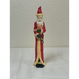 Santa Claus Figurine Unisex Small Red Excellent Resin Teddy Bear 6in Unbranded